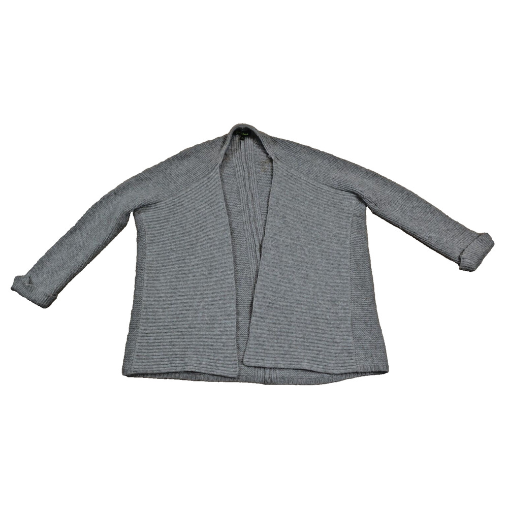 Sam Edelman Women M Cardigan Sweater Knit‎ Open Front Gray Wool Blend